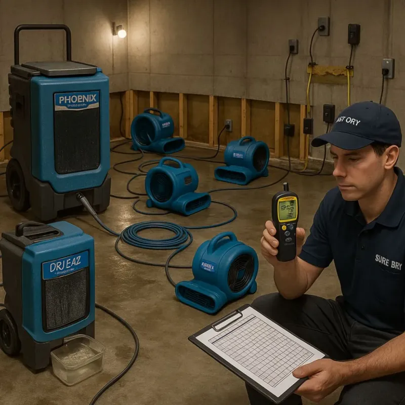 Structural Drying and Dehumidification process in Elmwood Place, OH